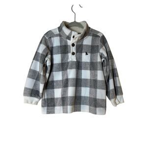 CARTER’S Boy’s Checked Fleece Pullover with Sherpa Collar / Size: 24 Months